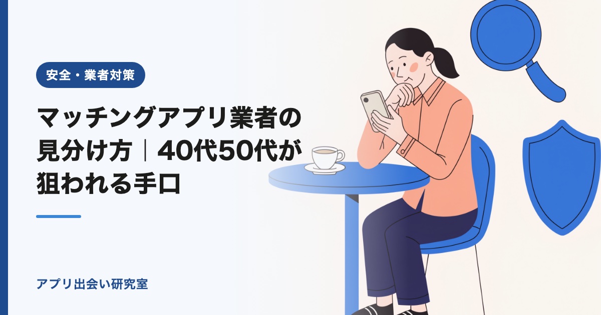 マッチングアプリ業者の見分け方｜40代50代が狙われる手口【2026年】
